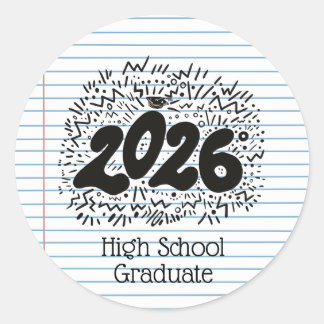 High School Graduate Loose Leaf Paper Sticker ラウンドシール