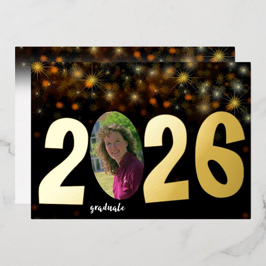 High School Graduation Announcement foil card 箔シーズンカード (正面/裏面)