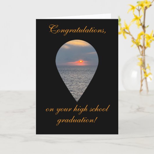 High School Graduation, Folded Greeting Card カード (黄色い花)