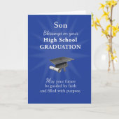 High School Graduation Son Religious Blue カード (黄色い花)