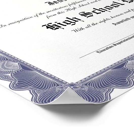 High School Keepsake Graduation Diploma ポスター (角)