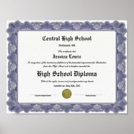 High School Keepsake Graduation Diploma  ポスター