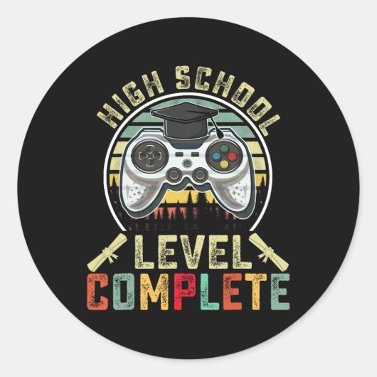 High School Level Complete Gamer School Graduation ラウンドシール (正面)