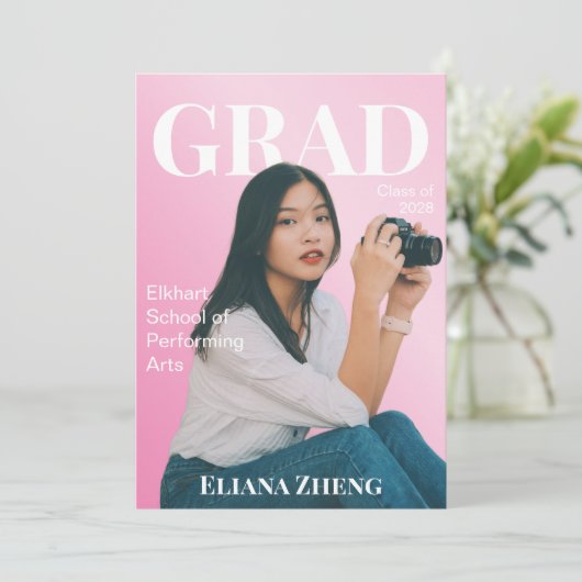 High School Magazine Style Graduation Announcement 招待状 (スタンド正面)