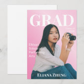 High School Magazine Style Graduation Announcement 招待状 (正面/裏面)
