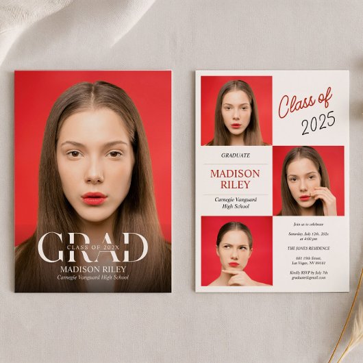 High School Photo Graduation Invitation 招待状