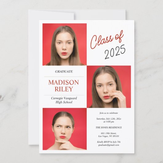 High School Photo Graduation Invitation 招待状 (裏面)