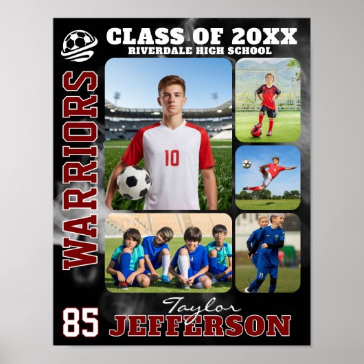 High School Soccer Team Sports Photo Collage ポスター (正面)