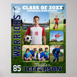 High School Soccer Team Sports Photo Collage ポスター