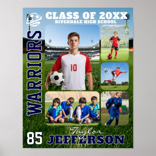 High School Soccer Team Sports Photo Collage ポスター (正面)
