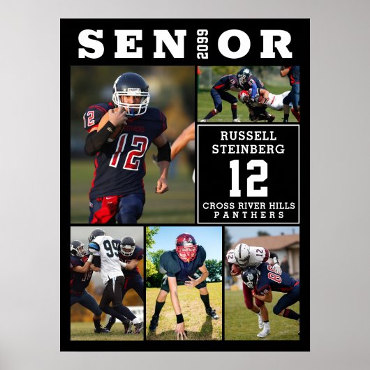 High School Sports Senior 5 Photo Collage ポスター (正面)