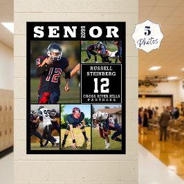 High School Sports Senior 5 Photo Collage ポスター