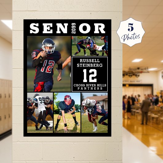 High School Sports Senior 5 Photo Collage ポスター
