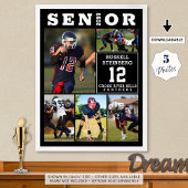 High School Sports Senior 5 Photo Collage ポスター