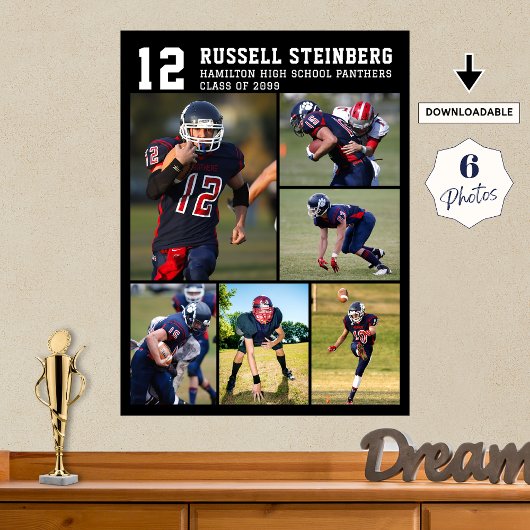 High School Sports Senior Night 6 Photo Collage ポスター