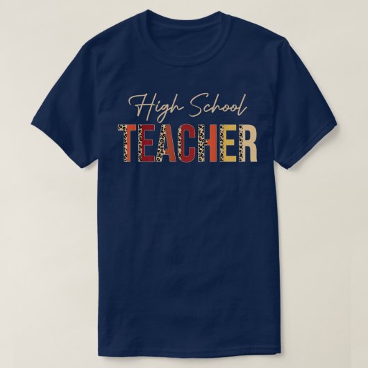High School Teacher leopard Fall Autumn Lovers Tha Tシャツ (デザイン正面)