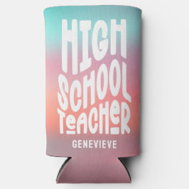High School Teacher Pink Aqua Ombre スリム缶クーラー
