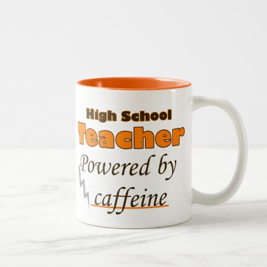 High School Teacher Powered by caffeine ツートーンマグカップ (右)