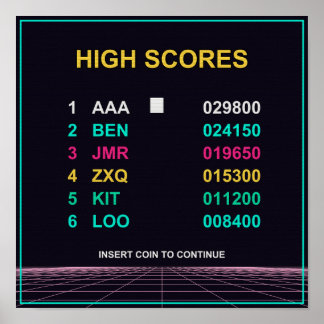 High Score - レトロアーケードCRTポスター ポスター
