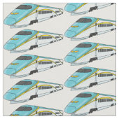 High speed bullet train cartoon illustration ファブリック (クローズアップ)