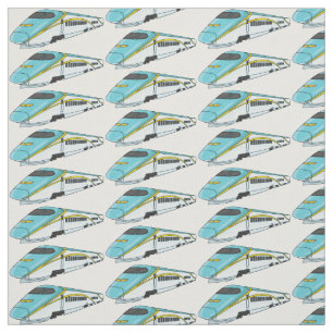 High speed bullet train cartoon illustration ファブリック