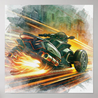 High-Speed can am Motorcycle Chase in Neon City ポスター
