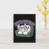 High Spirits Funny Ghost Weed Halloween Humor  カード (黄色い花)