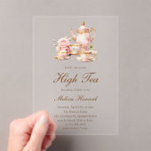 High Tea Pastel Gold Bridal Shower アクリル招待状 (インサイチュ (ポータブル))