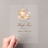 High Tea Pastel Gold Bridal Shower アクリル招待状 (インサイチュ (ポータブル))