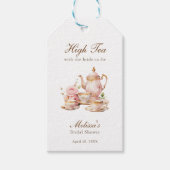 High Tea Pastel Gold Bridal Shower ギフトタグ (正面)