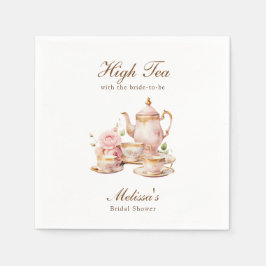 High Tea Pastel Gold Bridal Shower スタンダードカクテルナプキン
