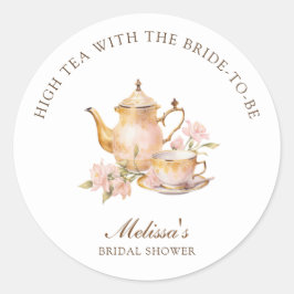 High Tea Pastel Gold Bridal Shower ラウンドシール