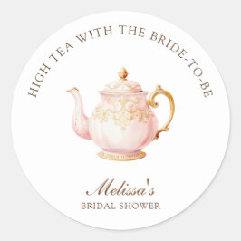 High Tea Pastel Gold Bridal Shower ラウンドシール