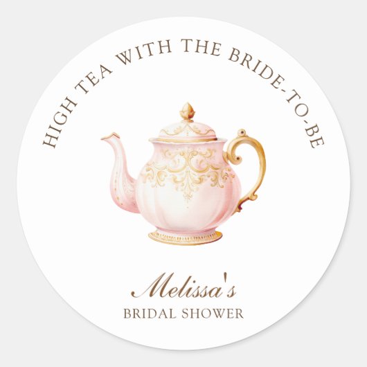 High Tea Pastel Gold Bridal Shower ラウンドシール (正面)