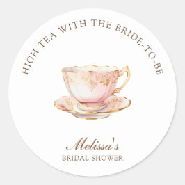 High Tea Pastel Gold Bridal Shower ラウンドシール