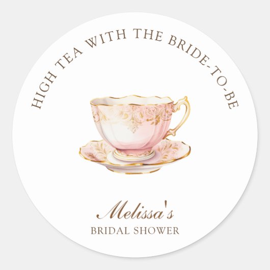 High Tea Pastel Gold Bridal Shower ラウンドシール (正面)