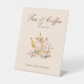 High Tea Pastel Orange Bridal Shower Tea & Coffee 台座サイン (正面)