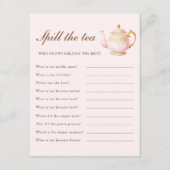 High Tea Pastel Pink Bridal Shower Party Game エンクロージャーカード (正面)