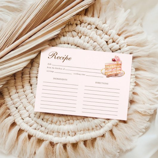 High Tea Pastel Pink Bridal Shower Recipe エンクロージャーカード