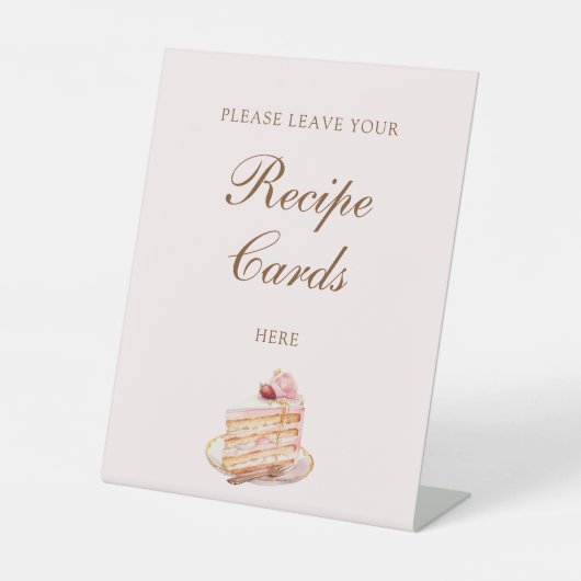 High Tea Pastel Pink Bridal Shower Recipe Cards 台座サイン (正面)
