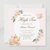High Tea Pastel Pink Gold Bridal Shower 招待状 (正面)