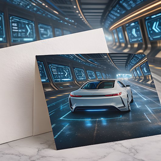 High-Tech Automotive Print | Modern Sci-Fi Car  カード