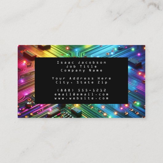 High Tech Rainbow Circuit Board Business Cards 名刺 (裏面)
