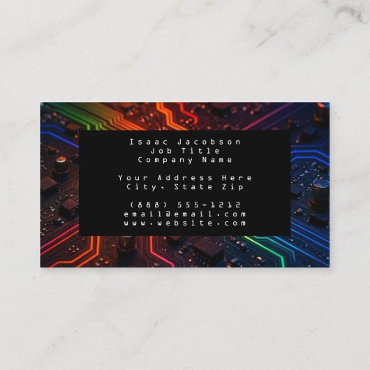 High Tech Rainbow Circuit Board Business Cards 名刺 (裏面)