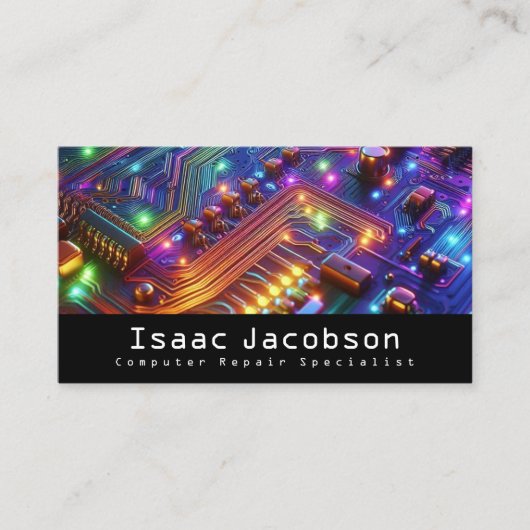 High Tech Rainbow Circuit Board Business Cards 名刺 (正面)
