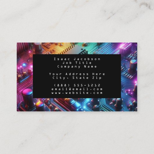 High Tech Rainbow Circuit Board Business Cards 名刺 (裏面)