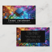 High Tech Rainbow Circuit Board Business Cards 名刺 (正面/裏面)