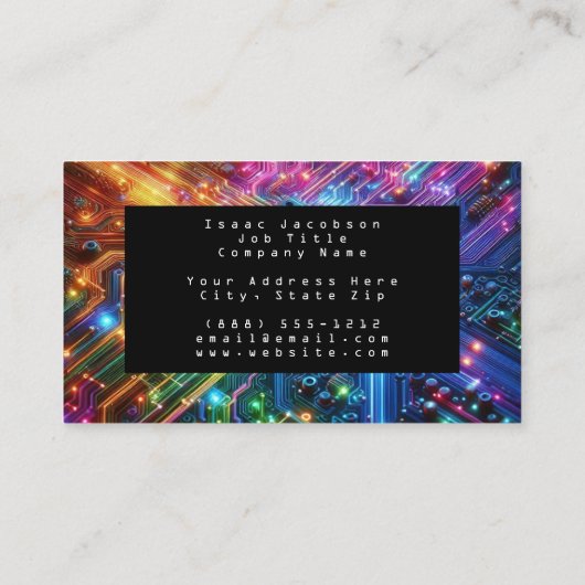 High Tech Rainbow Circuit Board Business Cards 名刺 (裏面)