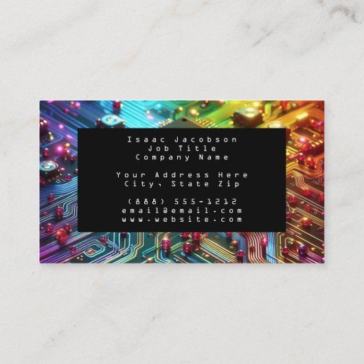 High Tech Rainbow Circuit Board Business Cards 名刺 (裏面)