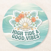 High Tide and Good Vibes ラウンドペーパーコースター (正面)